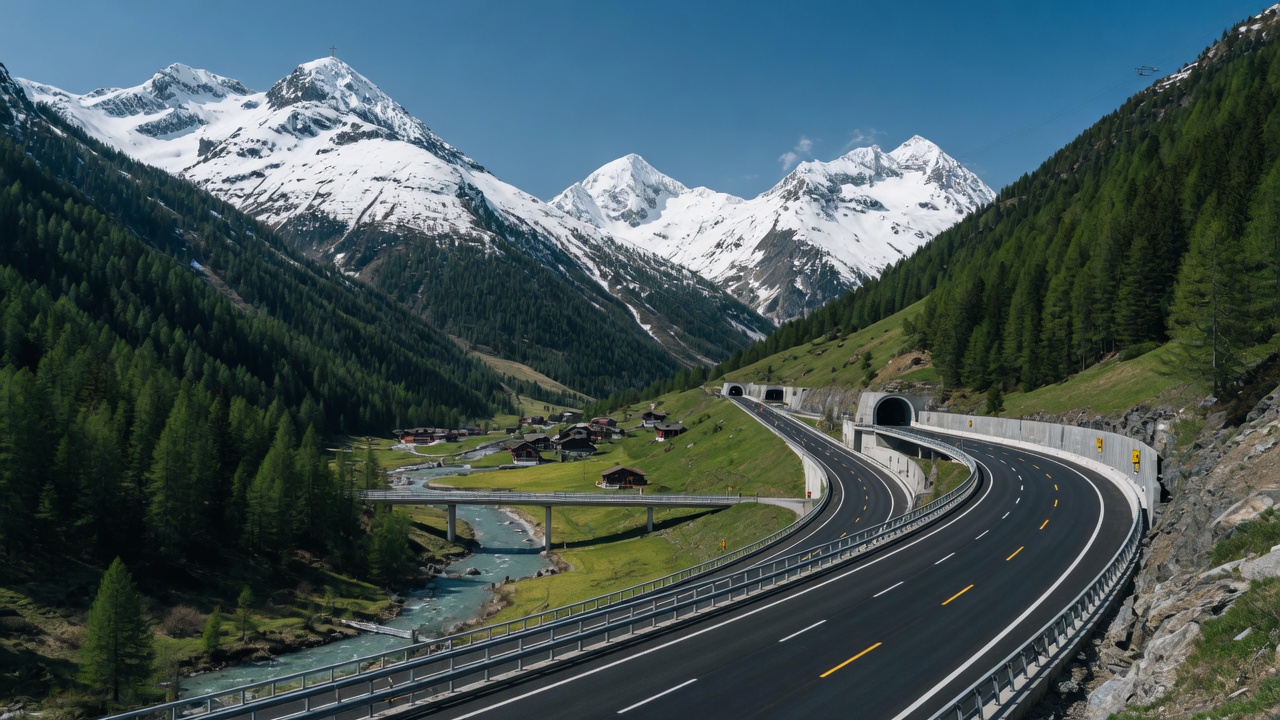 Auto auf einer Alpenstrasse in der Schweiz